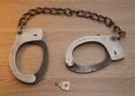 French Vintage Police Issue Long Chain Handcuffs