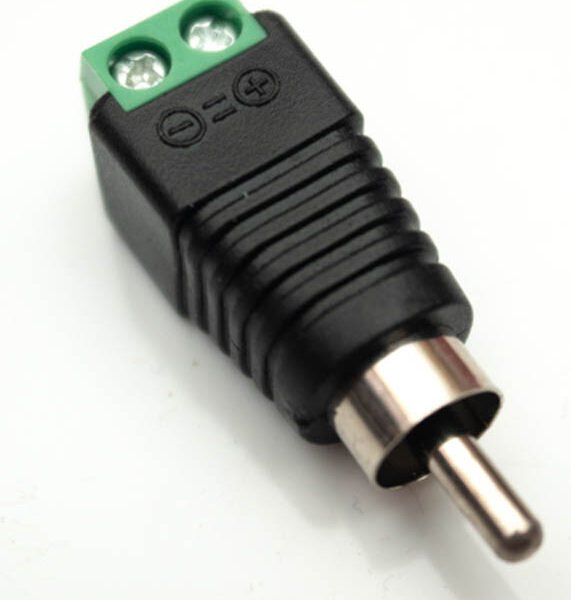 RCA Male Plug to 2-Screw Terminal Block Connector