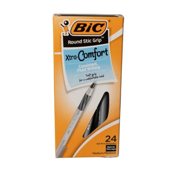 BIC X-Tra Comfort - Pens Pack of 24 - Black Ink