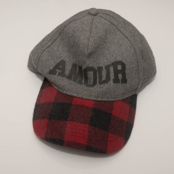 AMOUR Designer Red and Grey Hat