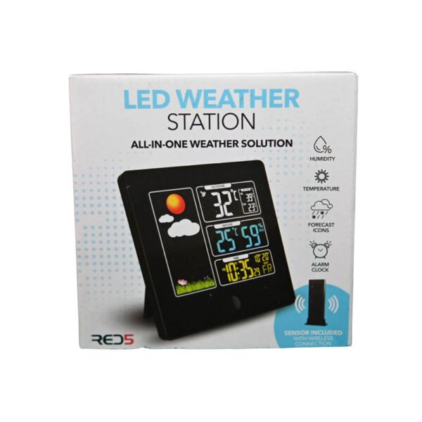RED5 All In One LED Indoor Weather Station with External Wireless Monitor Sensor