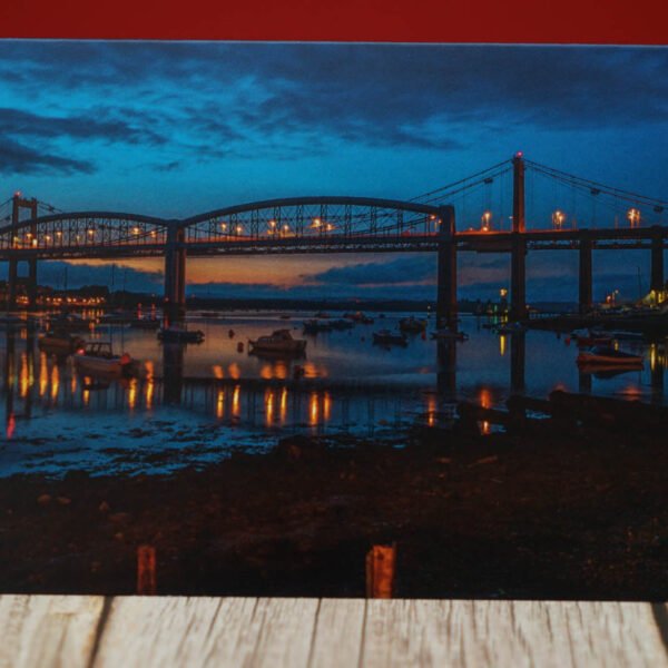 The Tamar Bridge at Night - Greetings Card and Envelope