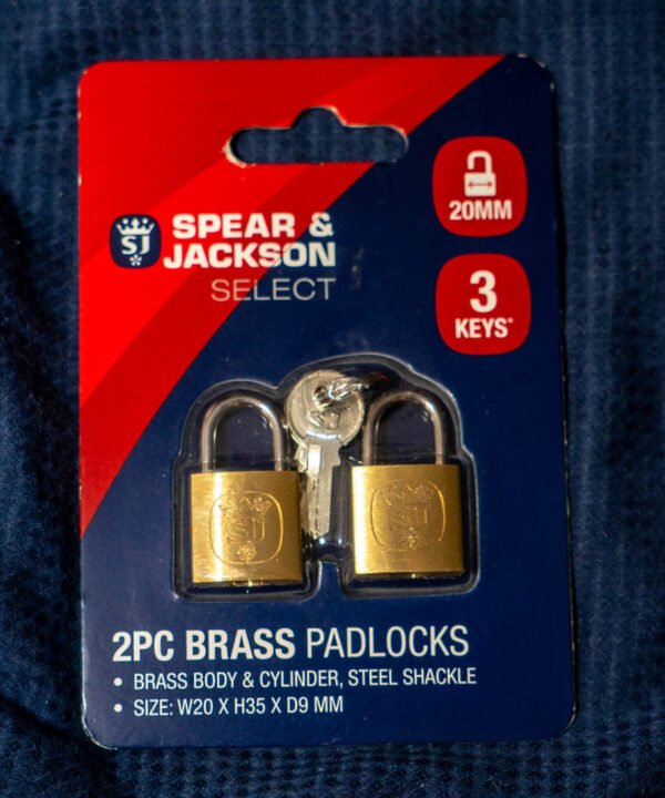 Spear & Jackson Select Brass Padlocks 2 Pieces - 20mm