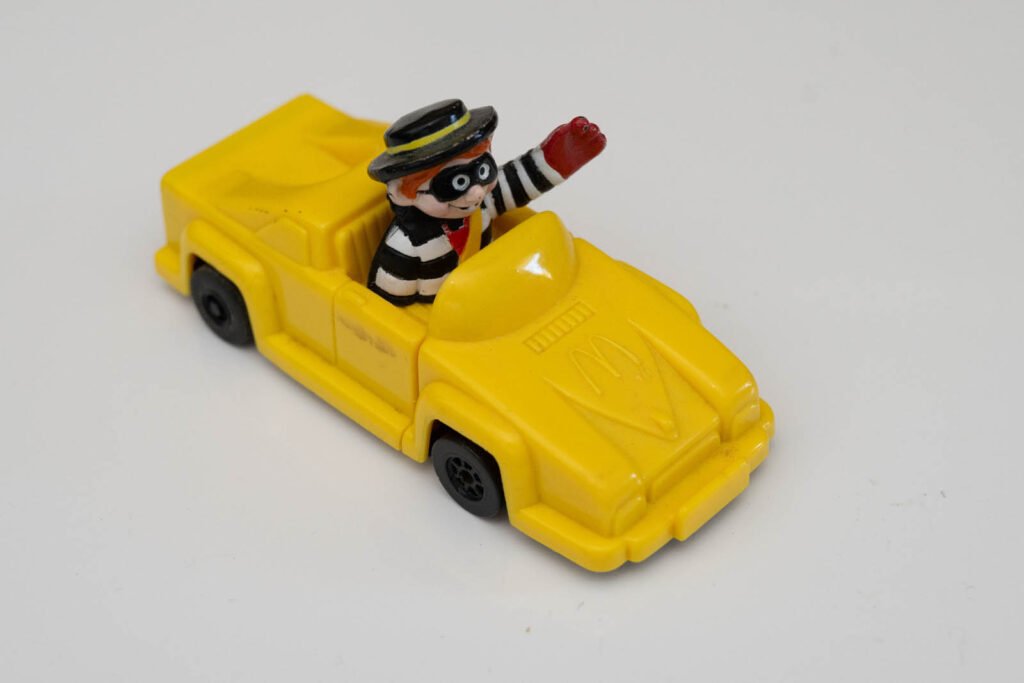 1988 Vintage McDonalds Hamburglar Yellow Race Car Turbo Macs Happy Meal Toy Mint