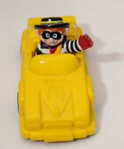 1988 Vintage McDonalds Hamburglar Yellow Race Car Turbo Macs Happy Meal Toy Mint