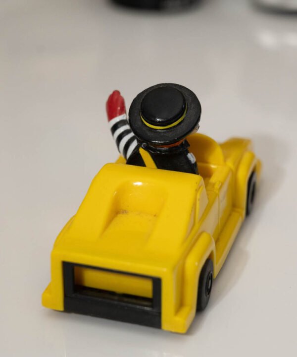 1988 Vintage McDonalds Hamburglar Yellow Race Car Turbo Macs Happy Meal Toy Mint
