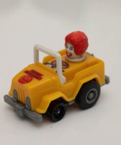RONALD McDONALD 1987 HAPPY MEAL 2'' YELLOW JEEP PULL BACK ACTION TOY CAR WORKS