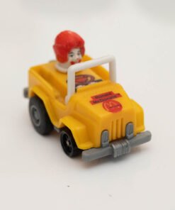 RONALD McDONALD 1987 HAPPY MEAL 2'' YELLOW JEEP PULL BACK ACTION TOY CAR WORKS