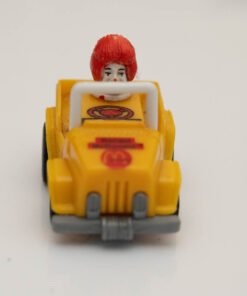 RONALD McDONALD 1987 HAPPY MEAL 2'' YELLOW JEEP PULL BACK ACTION TOY CAR WORKS