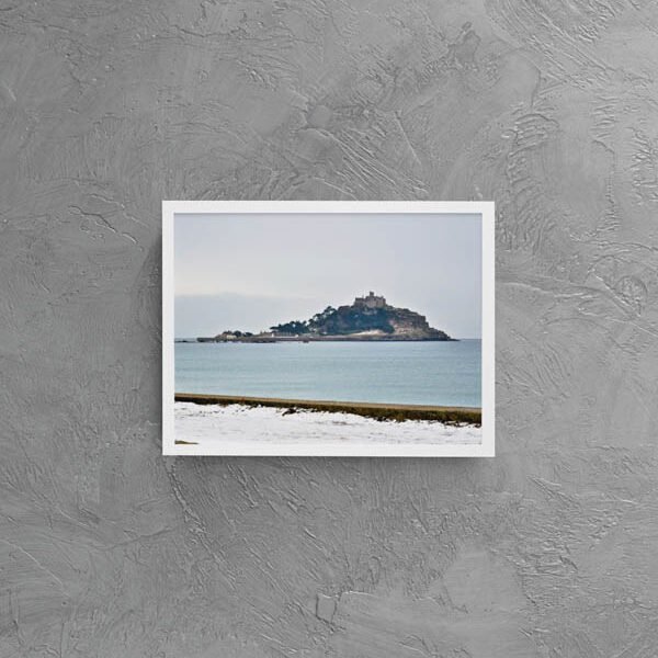 St Michaels Mount, West Cornwall in the Snow Photographic Print