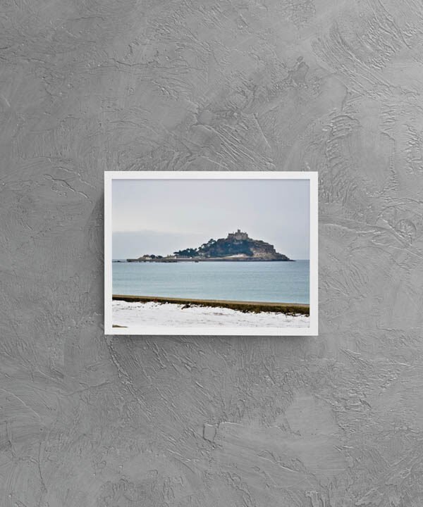 St Michaels Mount, West Cornwall in the Snow Photographic Print